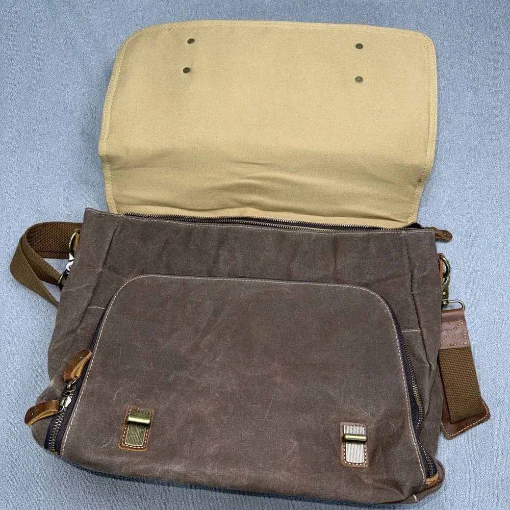 Laptop Messenger bag for Mens 15.6 Inch, Waterproof Vintage Genuine Leather M...
